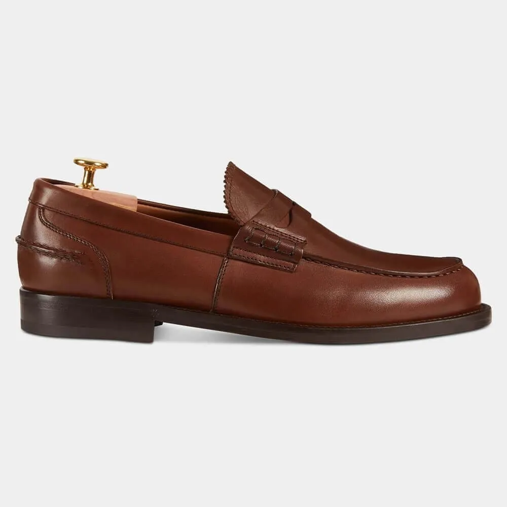 6 CM / 2.36 Inches (No Shoe Last) - CMR CHAMARIPA Height Increasing Loafers - Casual Elevator Shoes - Boutique Custom-Made Brown Leather Loafers