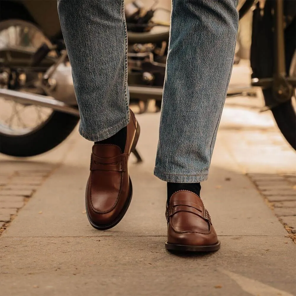 6 CM / 2.36 Inches (No Shoe Last) - CMR CHAMARIPA Height Increasing Loafers - Casual Elevator Shoes - Boutique Custom-Made Brown Leather Loafers
