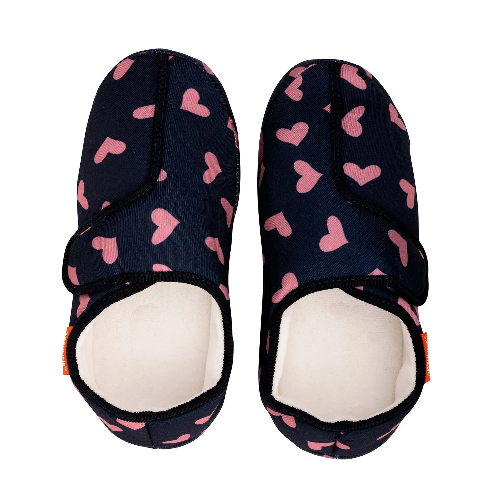 ARCHLINE Orthotic Plus Slippers Closed Scuffs Pain Relief Moccasins - Navy Hearts - EU 37