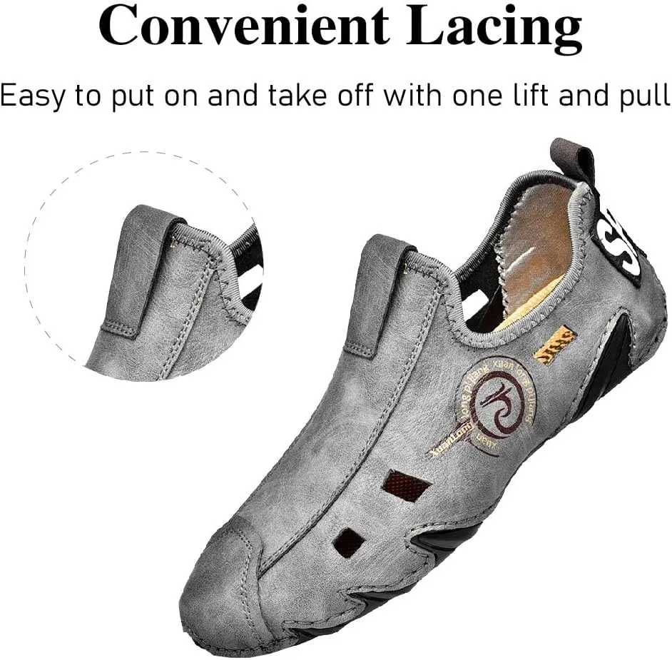 Asifn Men's Casual Loafers Non-Slip Comfortable Breathable Driving Shoes Adjustable Summer Waterproof Cushioning Beach Shoes