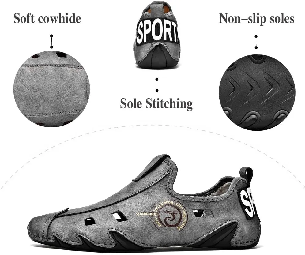 Asifn Men's Casual Loafers Non-Slip Comfortable Breathable Driving Shoes Adjustable Summer Waterproof Cushioning Beach Shoes