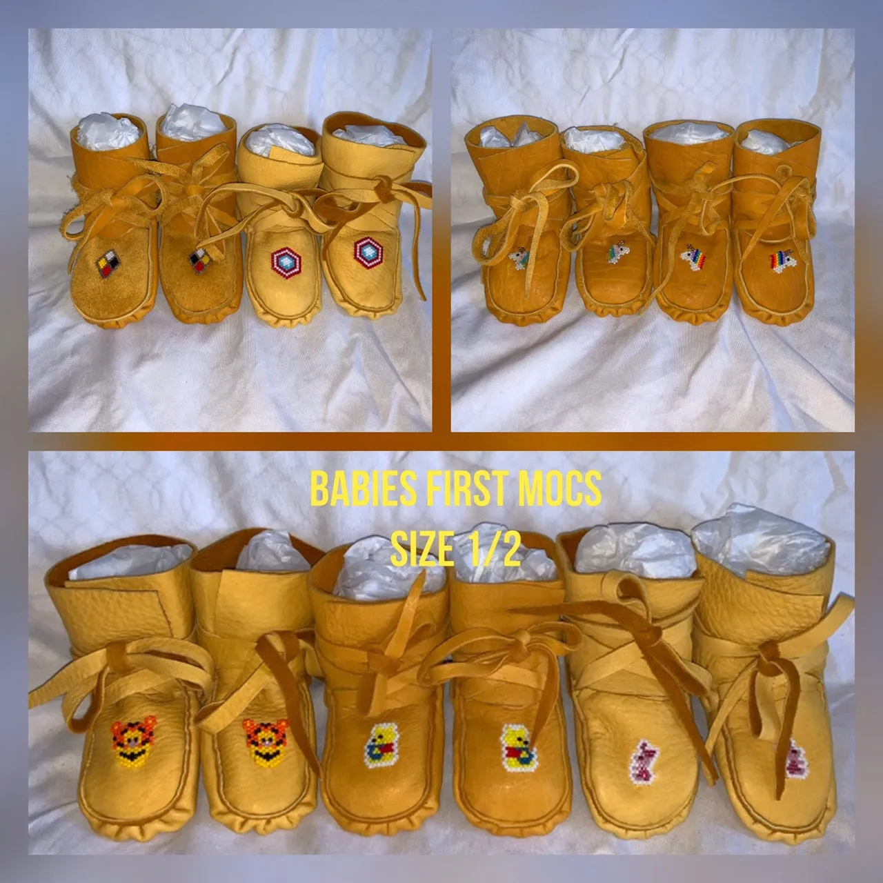Baby's First Moccasins (Wrap Around Style, With Beadwork)