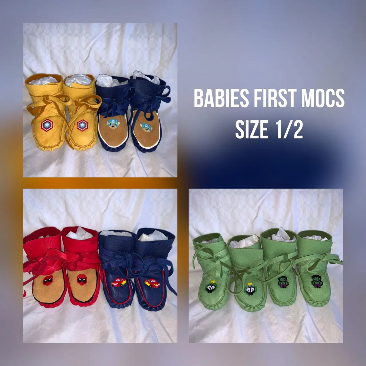 Baby's First Moccasins (Wrap Around Style, With Beadwork)