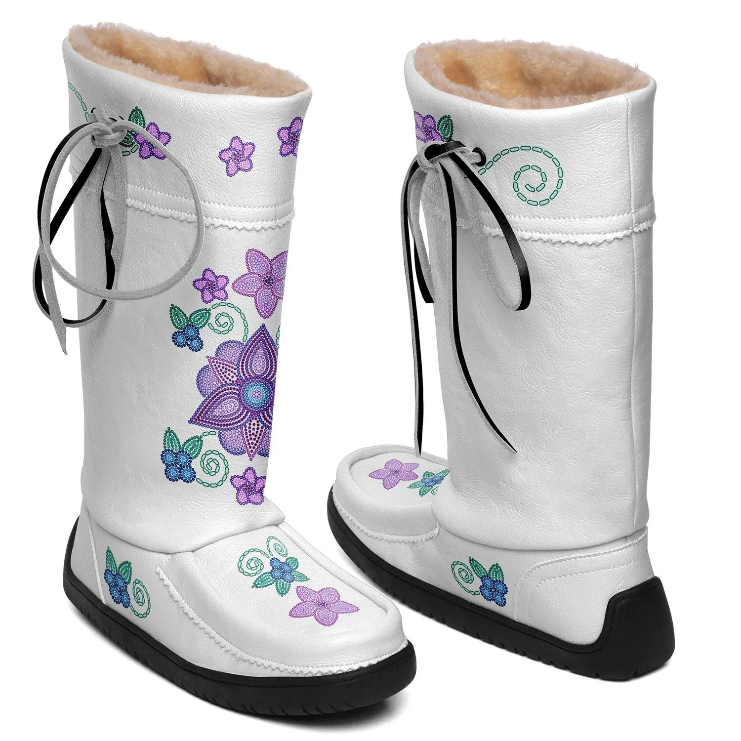 Berry Picking White Real Leather MocLux