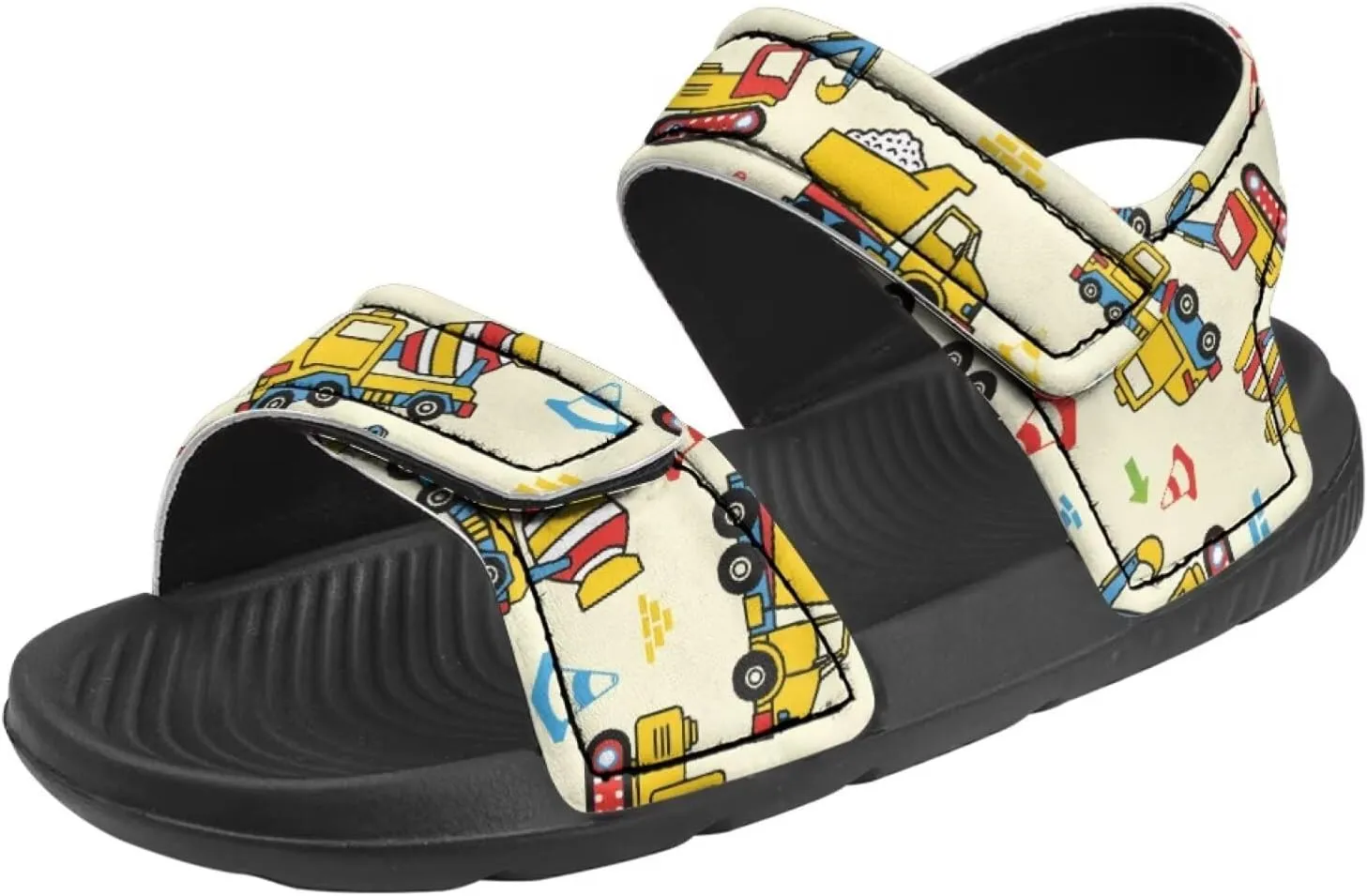 Boys Tractor Print Sandals Adjustable Sport Outdoor Athletic Sandals for Summer Lightweight Beach Water Shoes Toddler/Little Kid/Big Kid