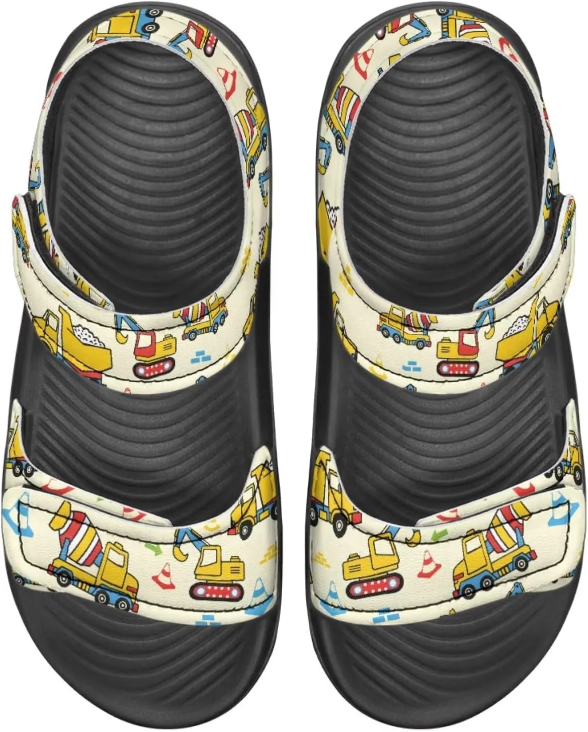 Boys Tractor Print Sandals Adjustable Sport Outdoor Athletic Sandals for Summer Lightweight Beach Water Shoes Toddler/Little Kid/Big Kid