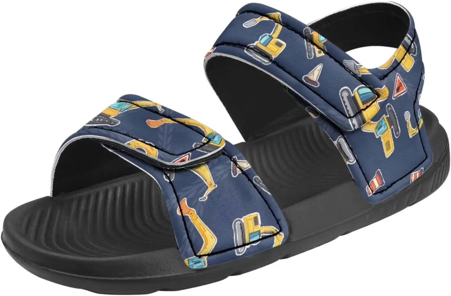 Boys Tractor Print Sandals Adjustable Sport Outdoor Athletic Sandals for Summer Lightweight Beach Water Shoes Toddler/Little Kid/Big Kid