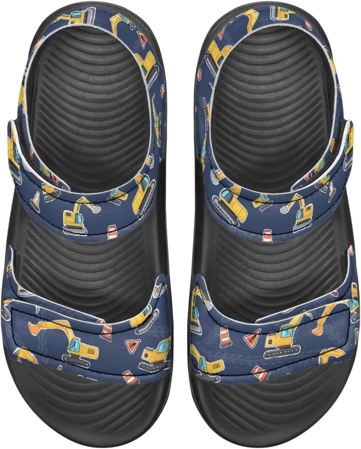 Boys Tractor Print Sandals Adjustable Sport Outdoor Athletic Sandals for Summer Lightweight Beach Water Shoes Toddler/Little Kid/Big Kid