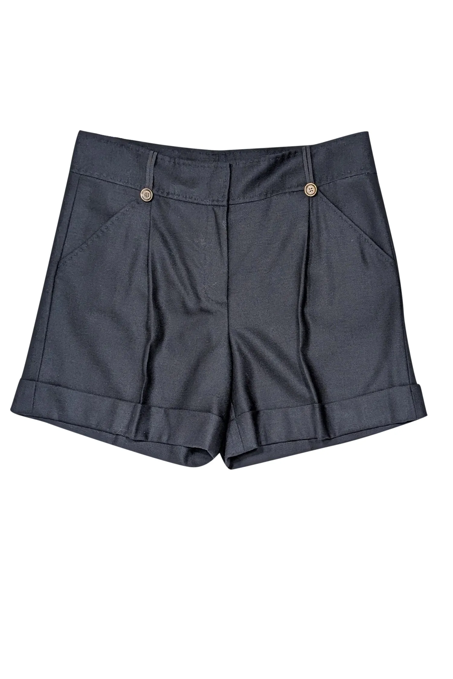 Diane von Furstenberg - Black Wool Pleated Shorts Sz 10