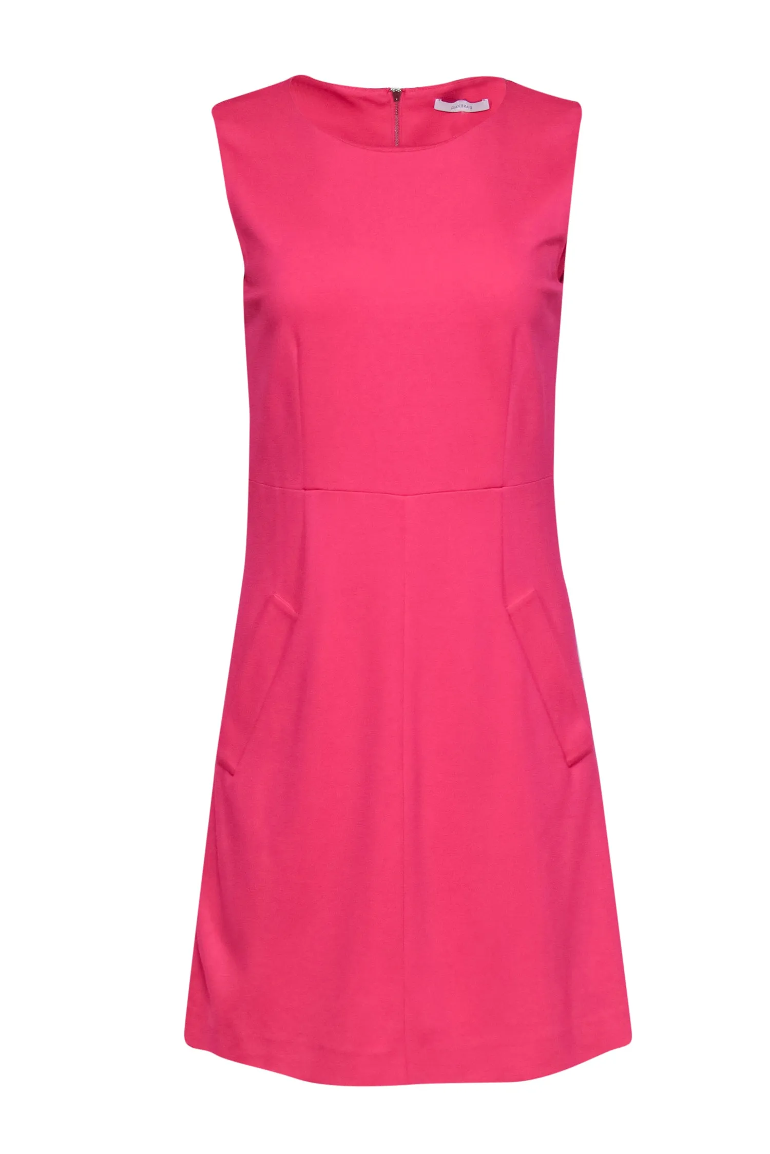 Diane von Furstenberg - Hot Pink Sheath Dress w/ Pockets Sz 8