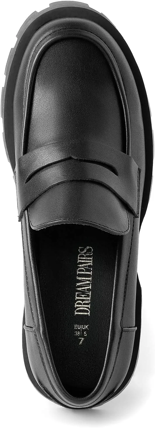 DREAM PAIRS Womens Loafers, Lug Sole Slip On Platform Chunky Penny Loafers for Women Dressy and Work, Business Casual Shoes for Women