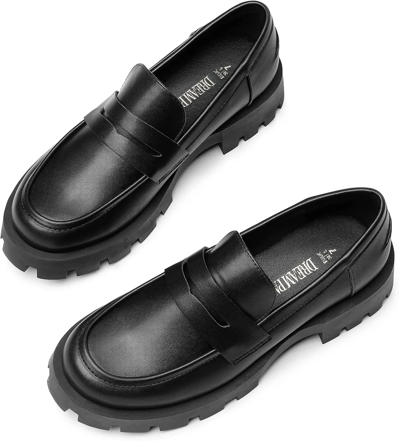 DREAM PAIRS Womens Loafers, Lug Sole Slip On Platform Chunky Penny Loafers for Women Dressy and Work, Business Casual Shoes for Women
