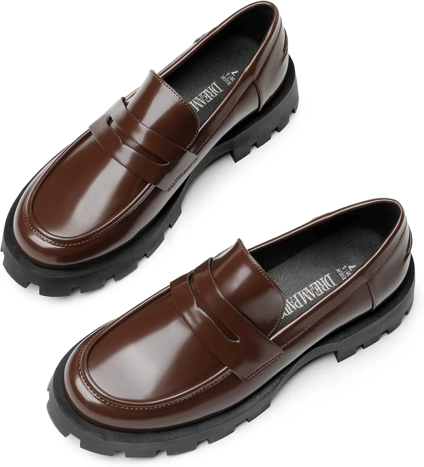 DREAM PAIRS Womens Loafers, Lug Sole Slip On Platform Chunky Penny Loafers for Women Dressy and Work, Business Casual Shoes for Women