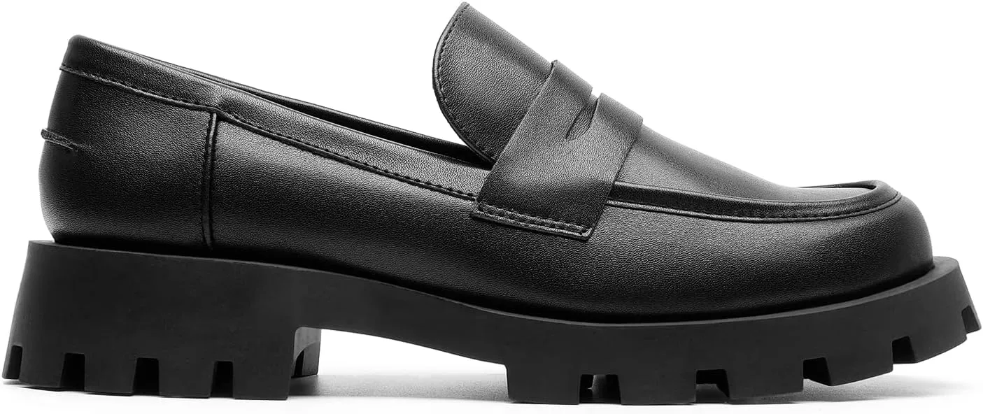 DREAM PAIRS Womens Loafers, Lug Sole Slip On Platform Chunky Penny Loafers for Women Dressy and Work, Business Casual Shoes for Women