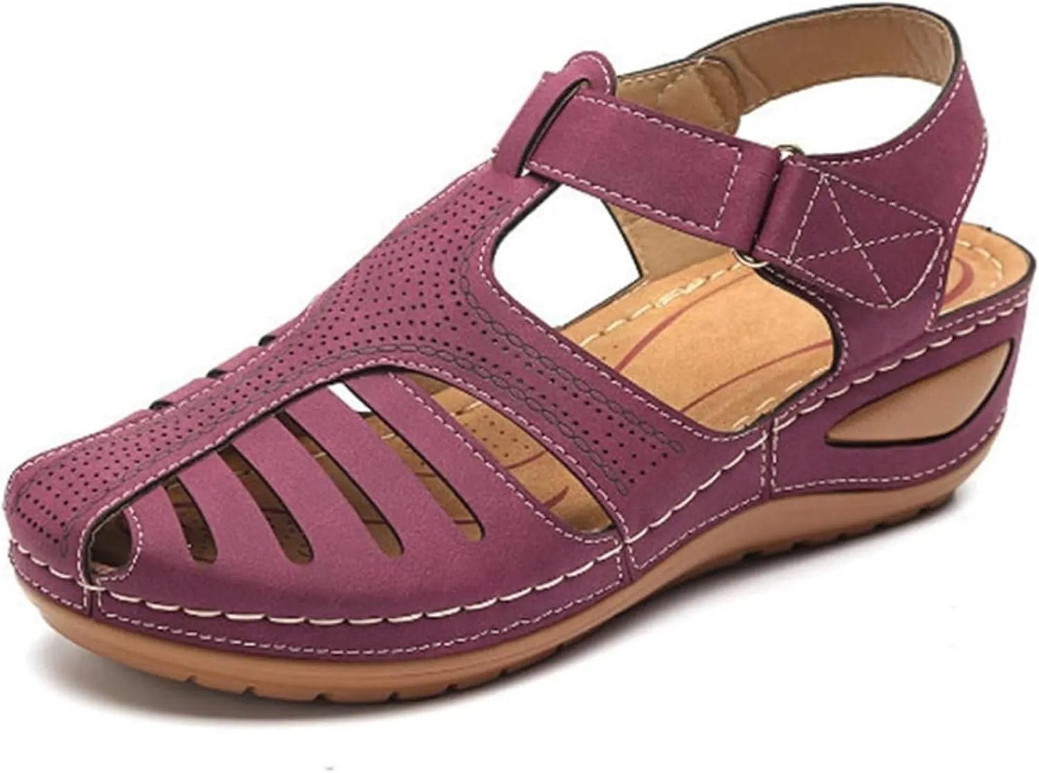 FFMA Sandals Womens Summer Closed Toe Orthopedic Wedge Sandals Hollow Platform Gladiator Sandals Dressy Summer Clearance Beach Shoes Arch Support