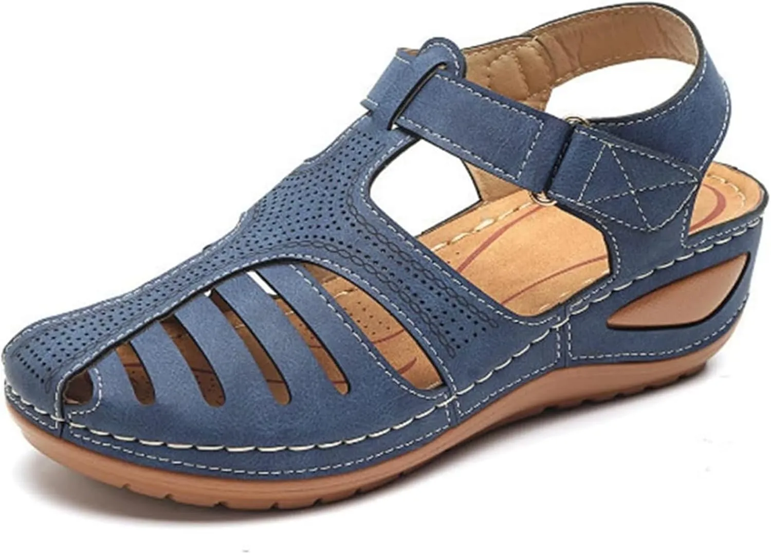 FFMA Sandals Womens Summer Closed Toe Orthopedic Wedge Sandals Hollow Platform Gladiator Sandals Dressy Summer Clearance Beach Shoes Arch Support