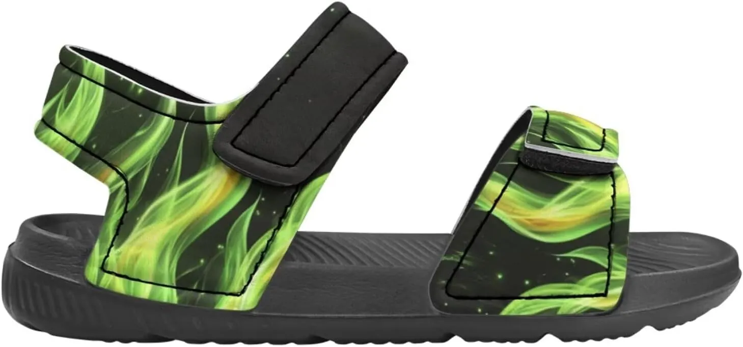 Flame Sandals for Girls Open Toe Summer Dress Slide Shoes Anti Slip Leather Sport Athletic Sandals for Toddler and Kids