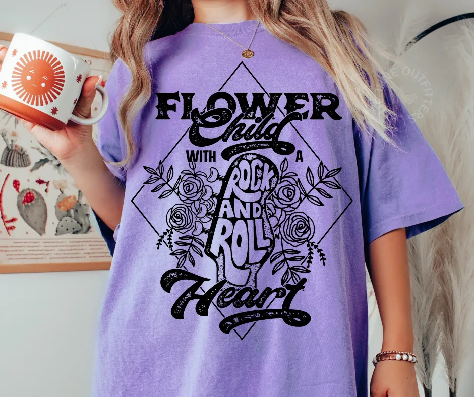 Flower Child With a Rock n' Roll Heart | Boho Comfort Colors Tee