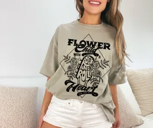 Flower Child With a Rock n' Roll Heart | Boho Comfort Colors Tee