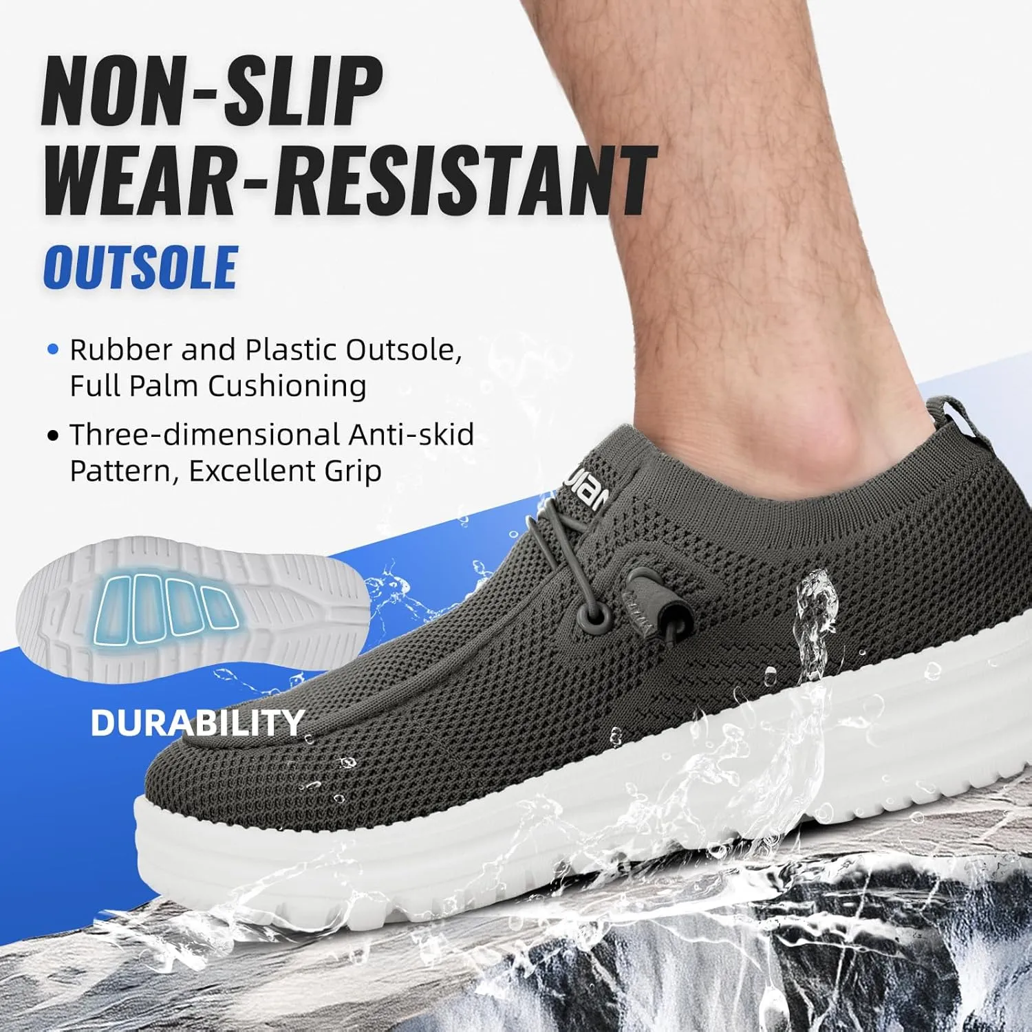Furuian Slip On Steel Toe Shoes for Men Safety Steel Toe Loafers Comfortable Mens Slip On Work Shoes Lightweight Work Safety Footwear