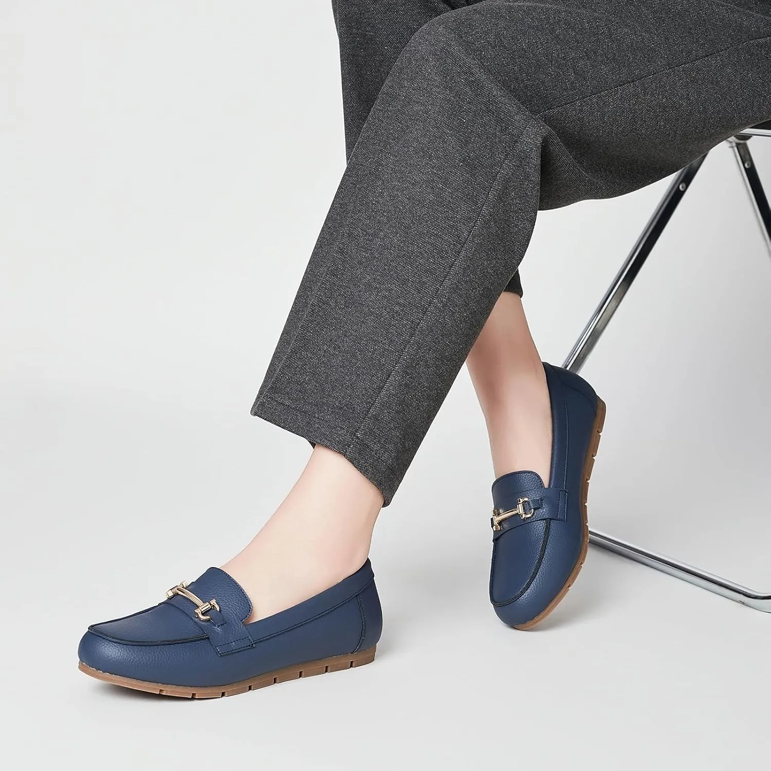 Genuine Leather Loafers for Women Driving Moccasins Business Casual Work Shoes Comfortable & Lightweight Womens Dress Flats Slip On Shoes