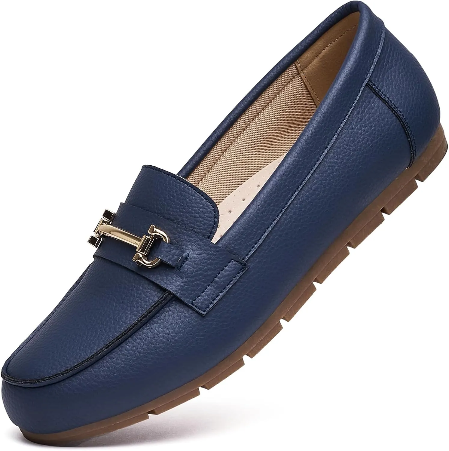 Genuine Leather Loafers for Women Driving Moccasins Business Casual Work Shoes Comfortable & Lightweight Womens Dress Flats Slip On Shoes