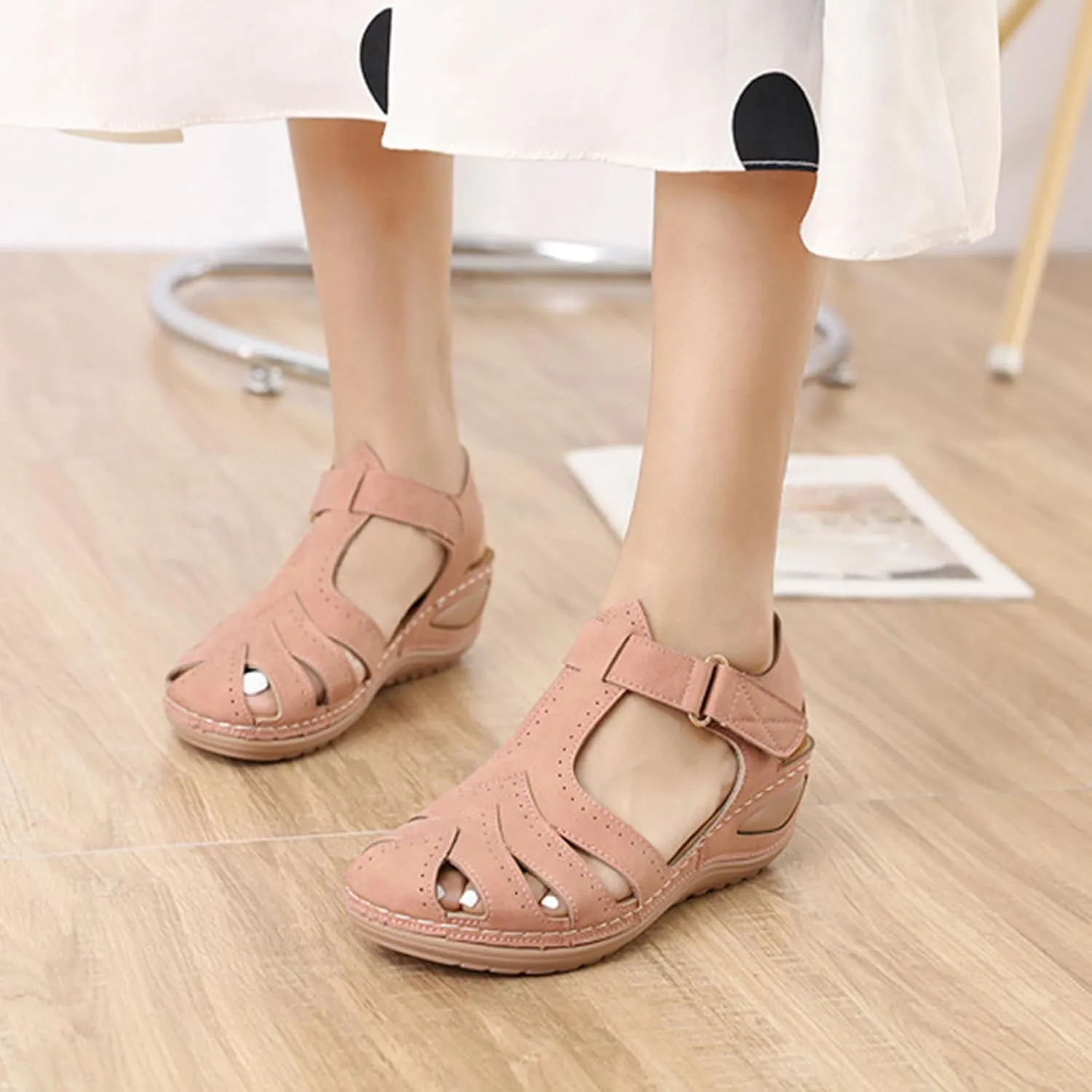 Gladiator Sandals for Women Dressy Summer Beach Bohemia Ankle Strap Causal Comfortable Closed Toe Wedge Shoes Comfortable Slip On Platform Sandals