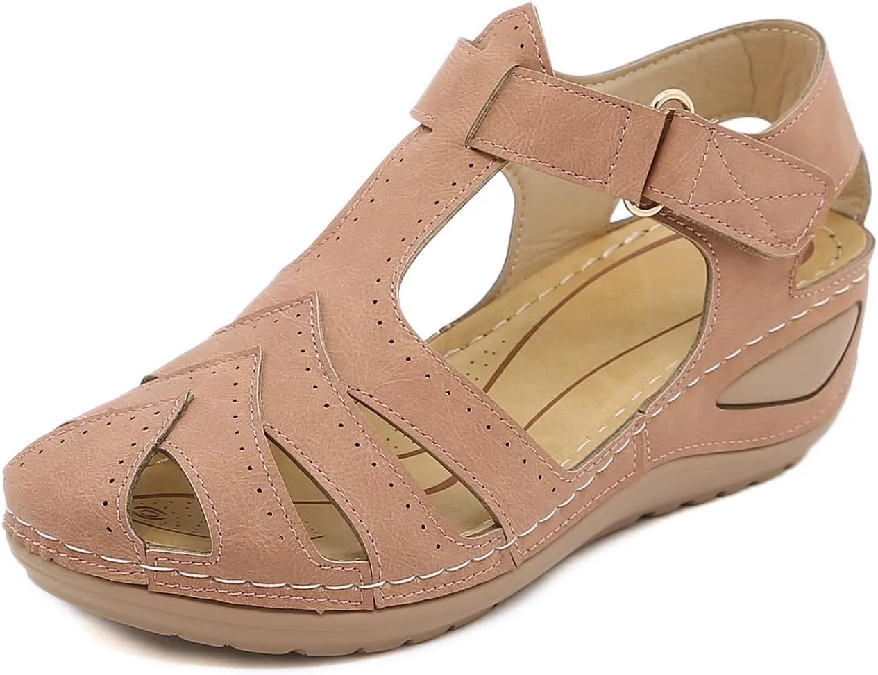 Gladiator Sandals for Women Dressy Summer Beach Bohemia Ankle Strap Causal Comfortable Closed Toe Wedge Shoes Comfortable Slip On Platform Sandals