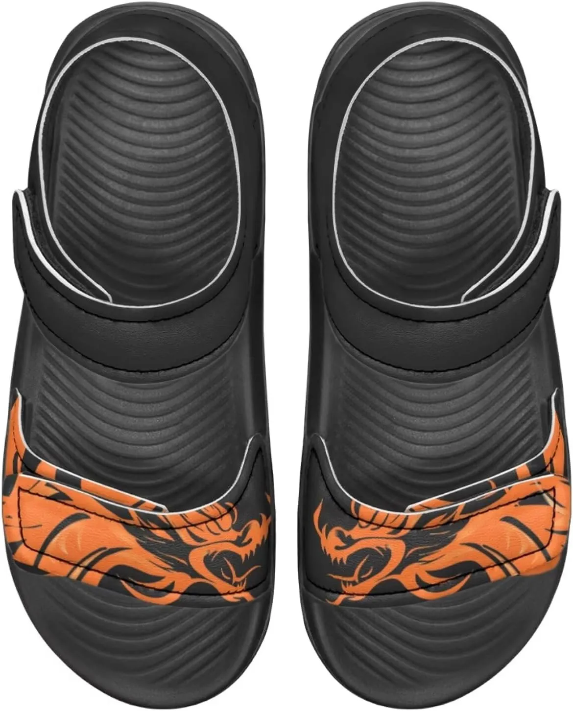 Kids Sandals Dragon Print Summer Sport Hiking Sandals Leather Beach Water Shoes for Boys Girls
