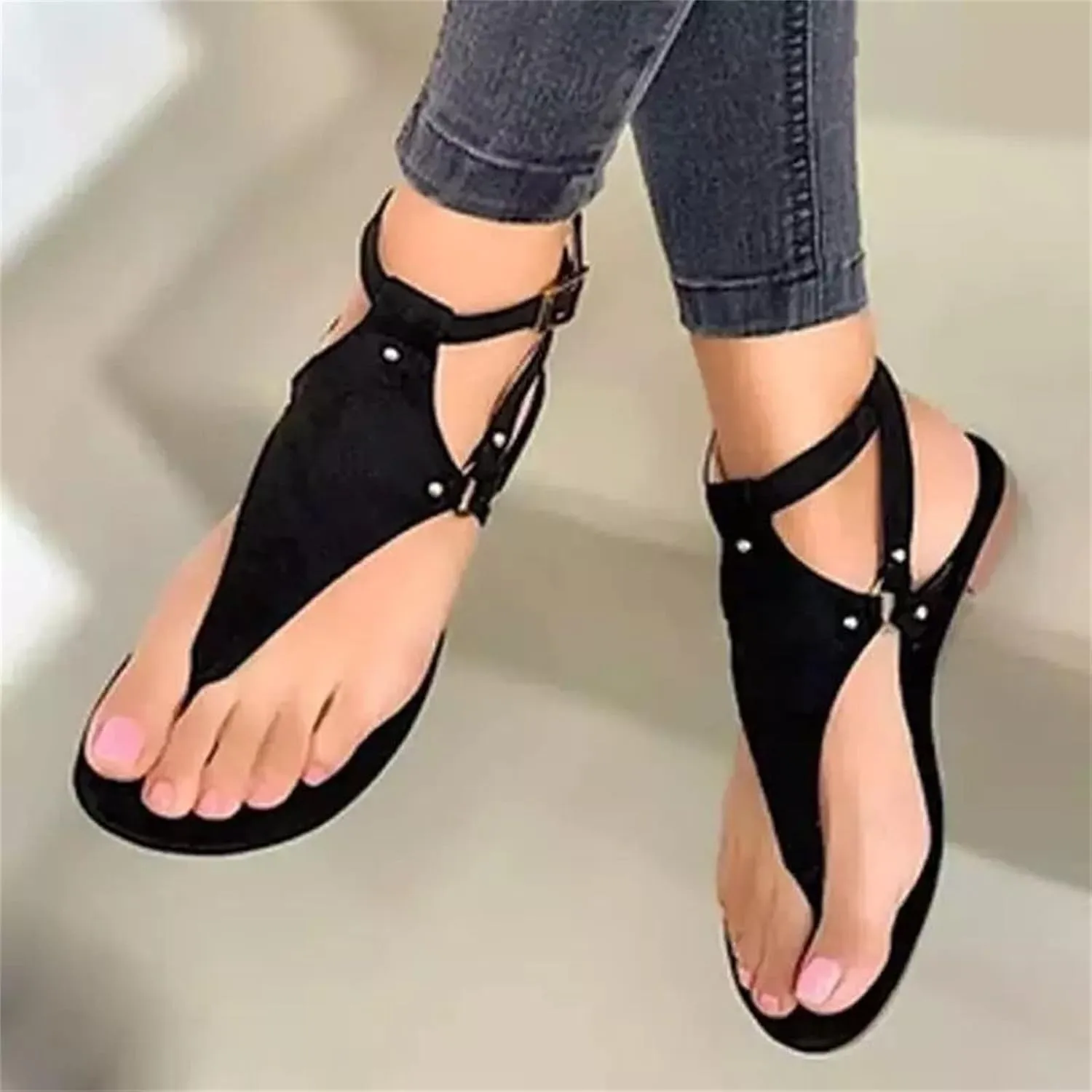 Ladmiple Sandals for Women Dressy,Womens Fashion 2023 Flip Flops Gladiator Strappy Sandals Roman Casual Beach Flat Shoes