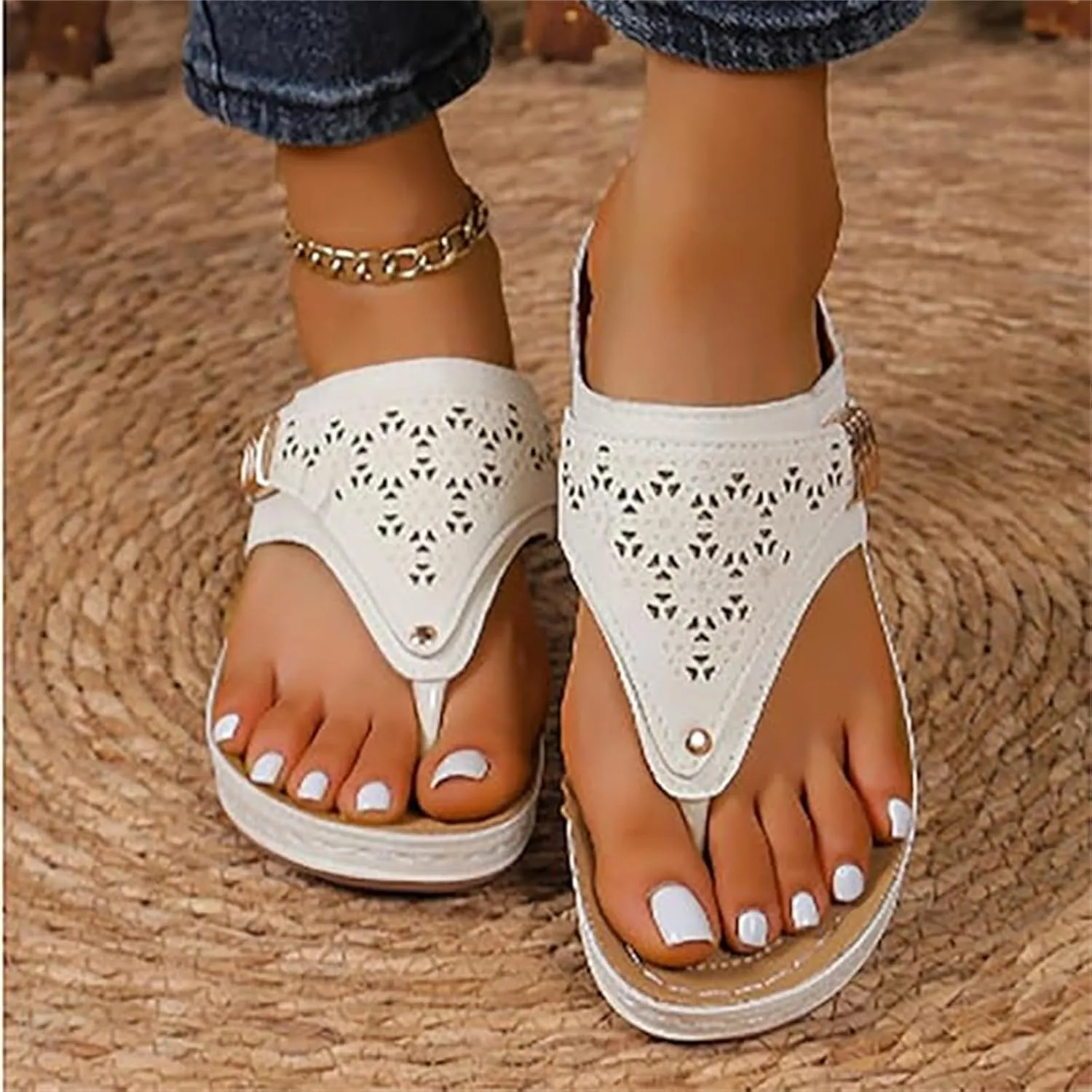 Ladmiple Sandals for Women Dressy,Womens Summer Fashion Flip Flops Gladiator Strappy Sandal Roman Casual Beach Flat Shoe