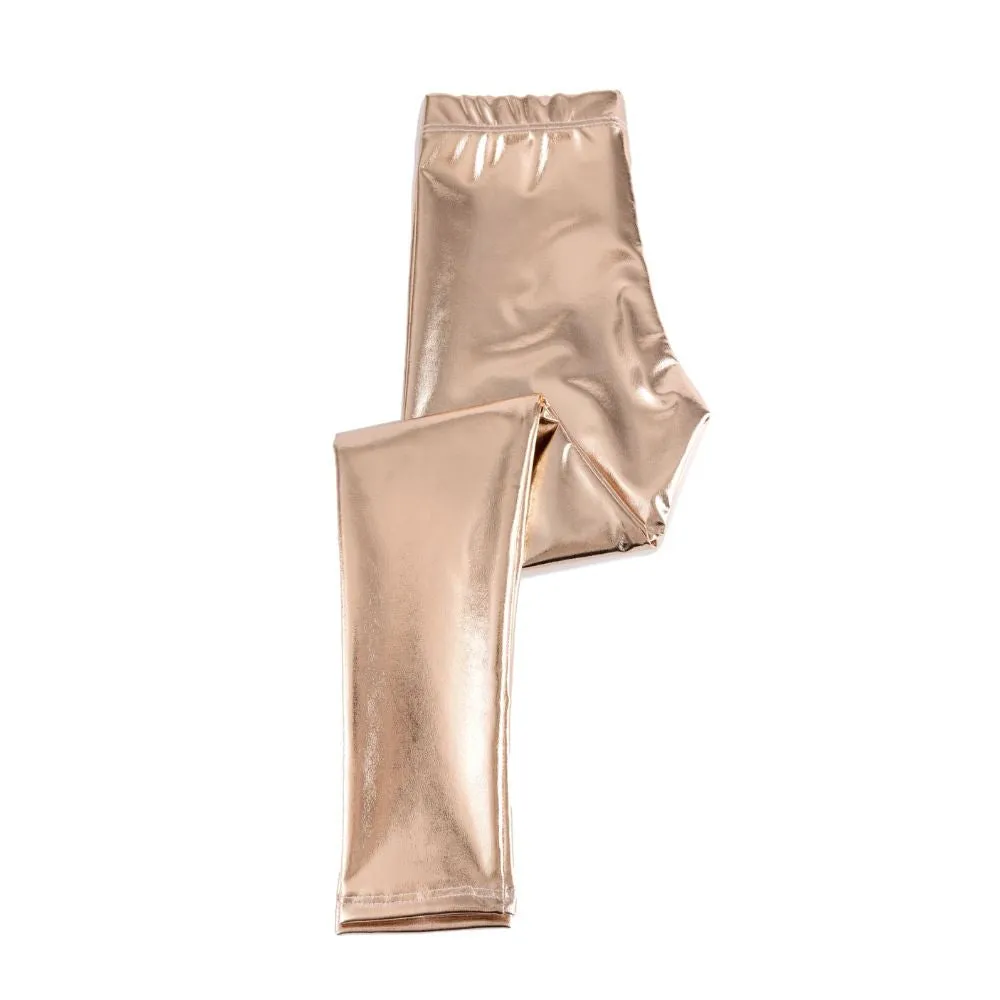 Love Life Leggings Gold Metallic Size 5-6