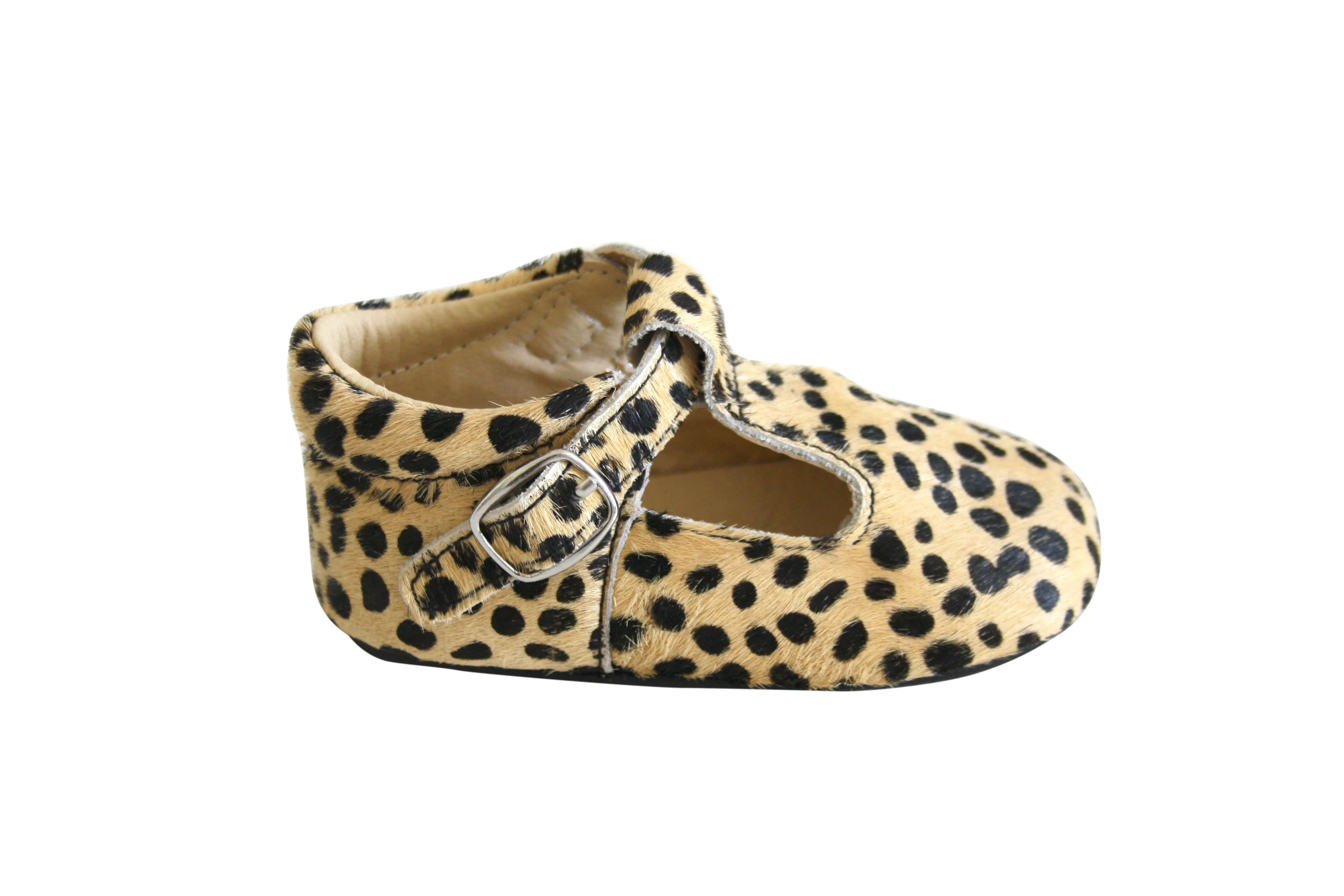 Lulu Leopard Mo-Hair T-Bar Moccasins