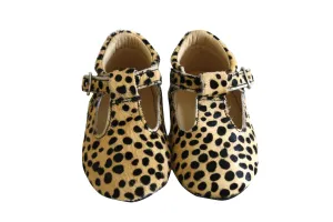 Lulu Leopard Mo-Hair T-Bar Moccasins