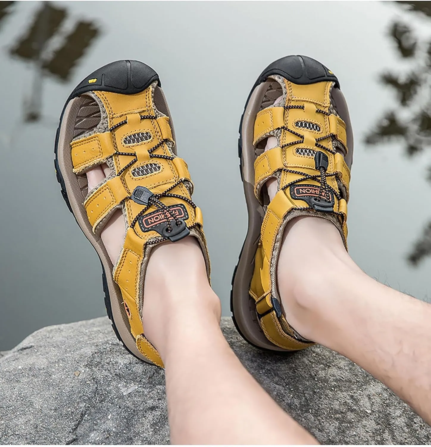 Men Closed Toe Hiking Sandals Walking Water Wading Shoes Comfort Non-slip Sport Outdoor Sandals