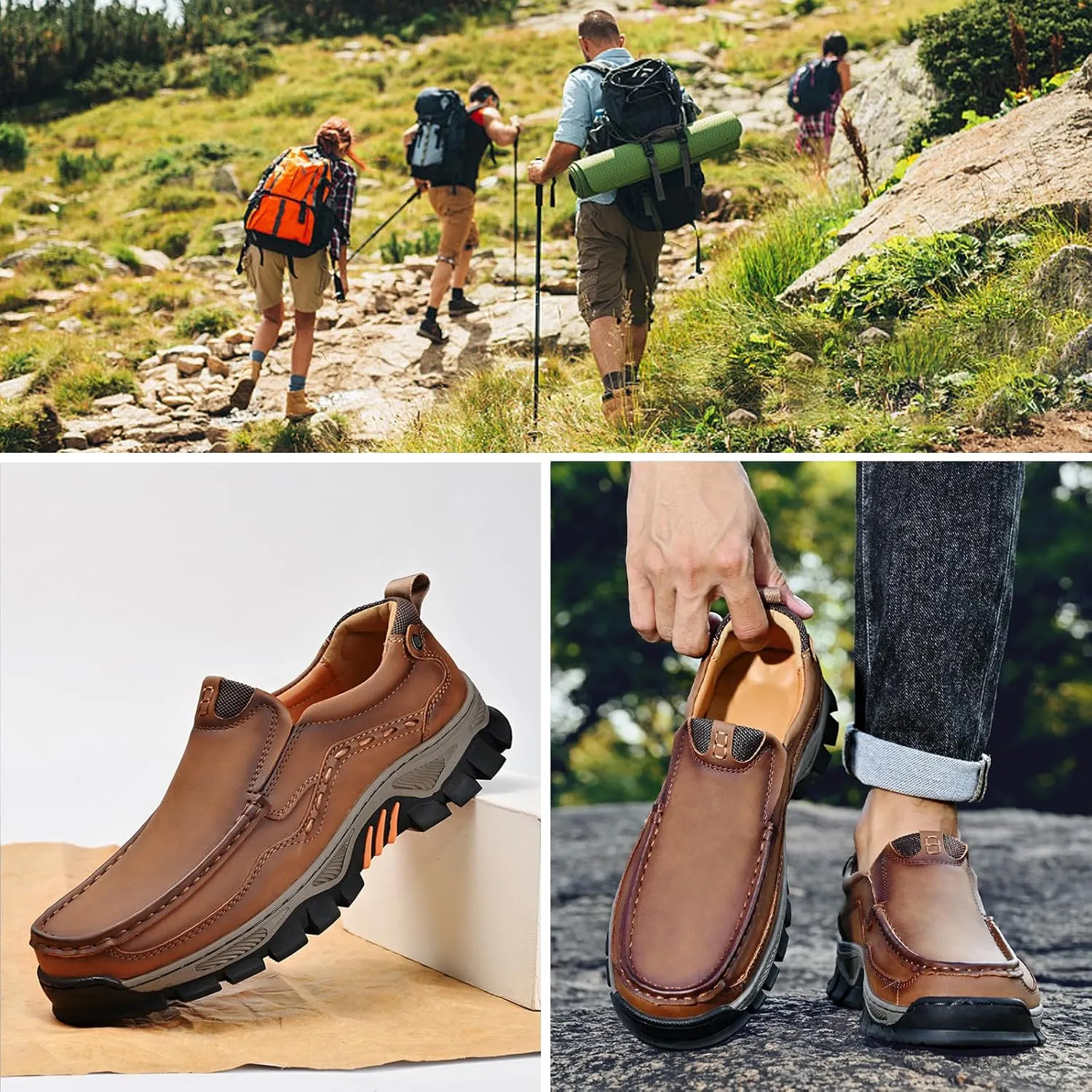 Men Loafers Comfortable Casual Shoes Walking Sneakers Oxford Waterproof Hiking Boots for Work Dress Travel
