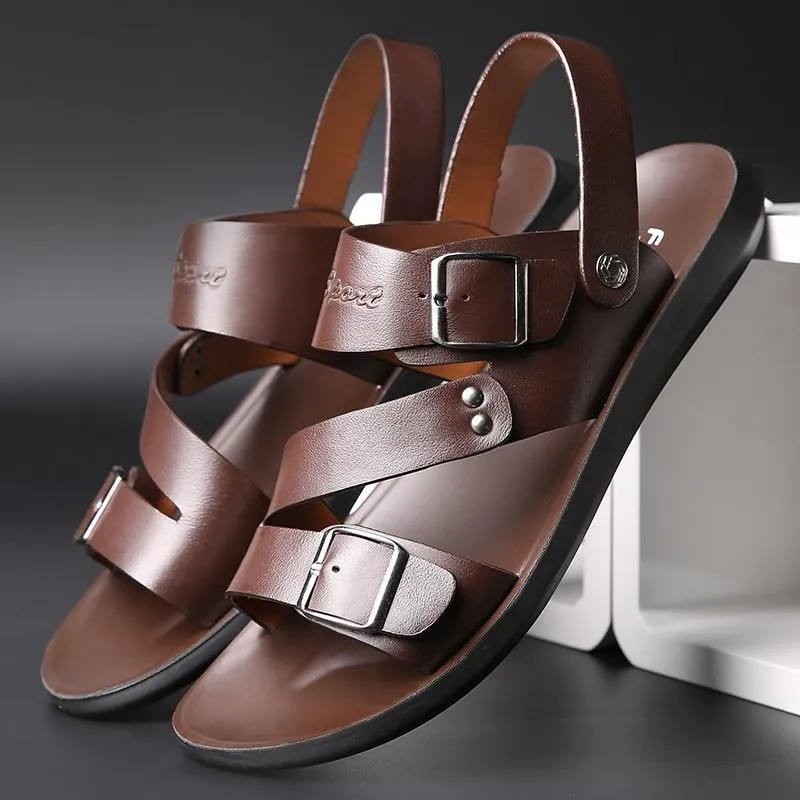 Men Summer Comfortable Leather Barefoot Sandals