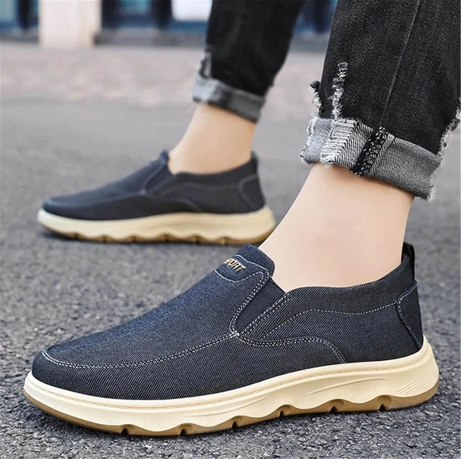 Mens Casual Slip On Shoes - Comfortable Canvas Loafers - Lightweight Boat Shoes for House Outdoor Driving Travel