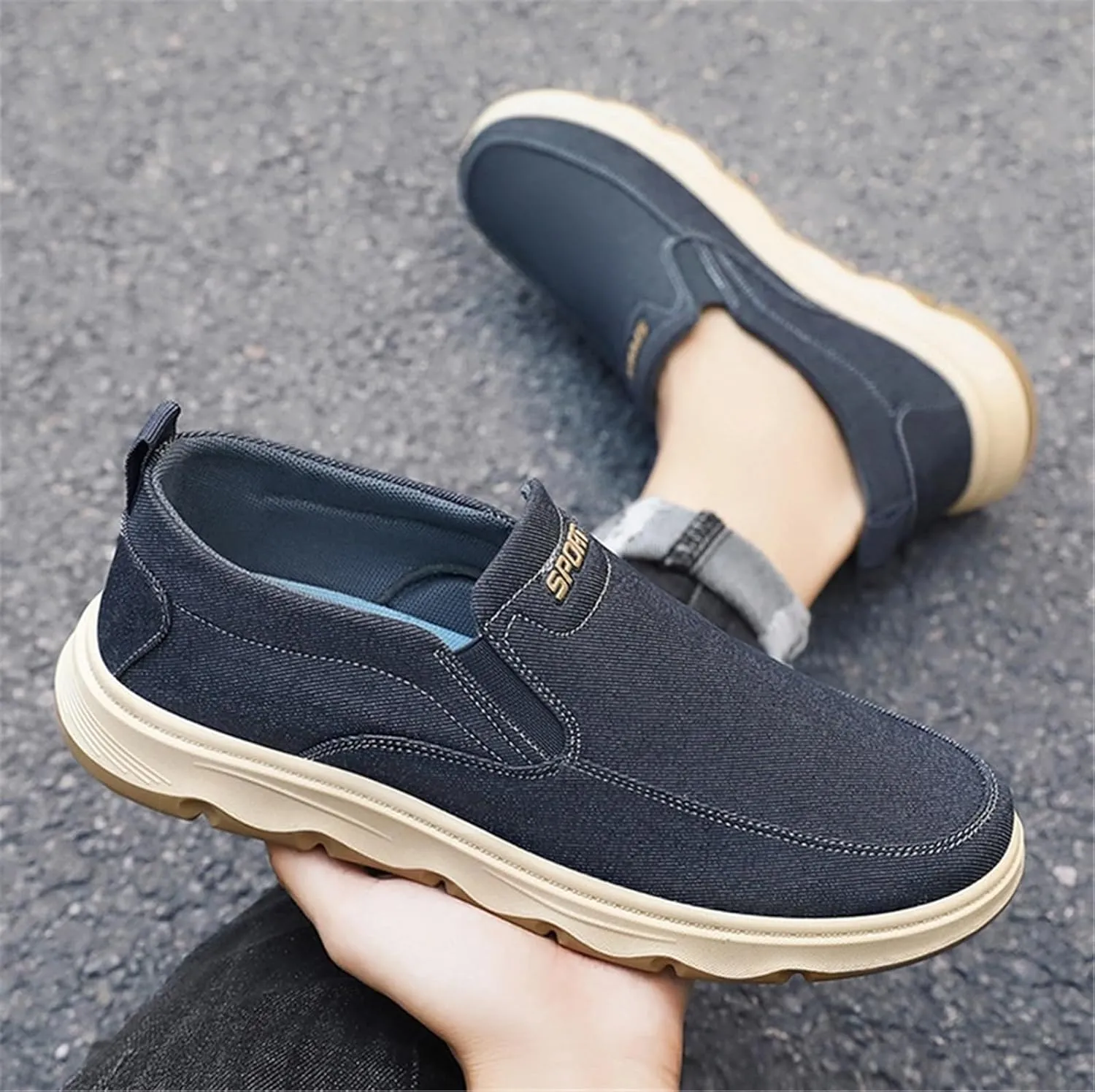 Mens Casual Slip On Shoes - Comfortable Canvas Loafers - Lightweight Boat Shoes for House Outdoor Driving Travel
