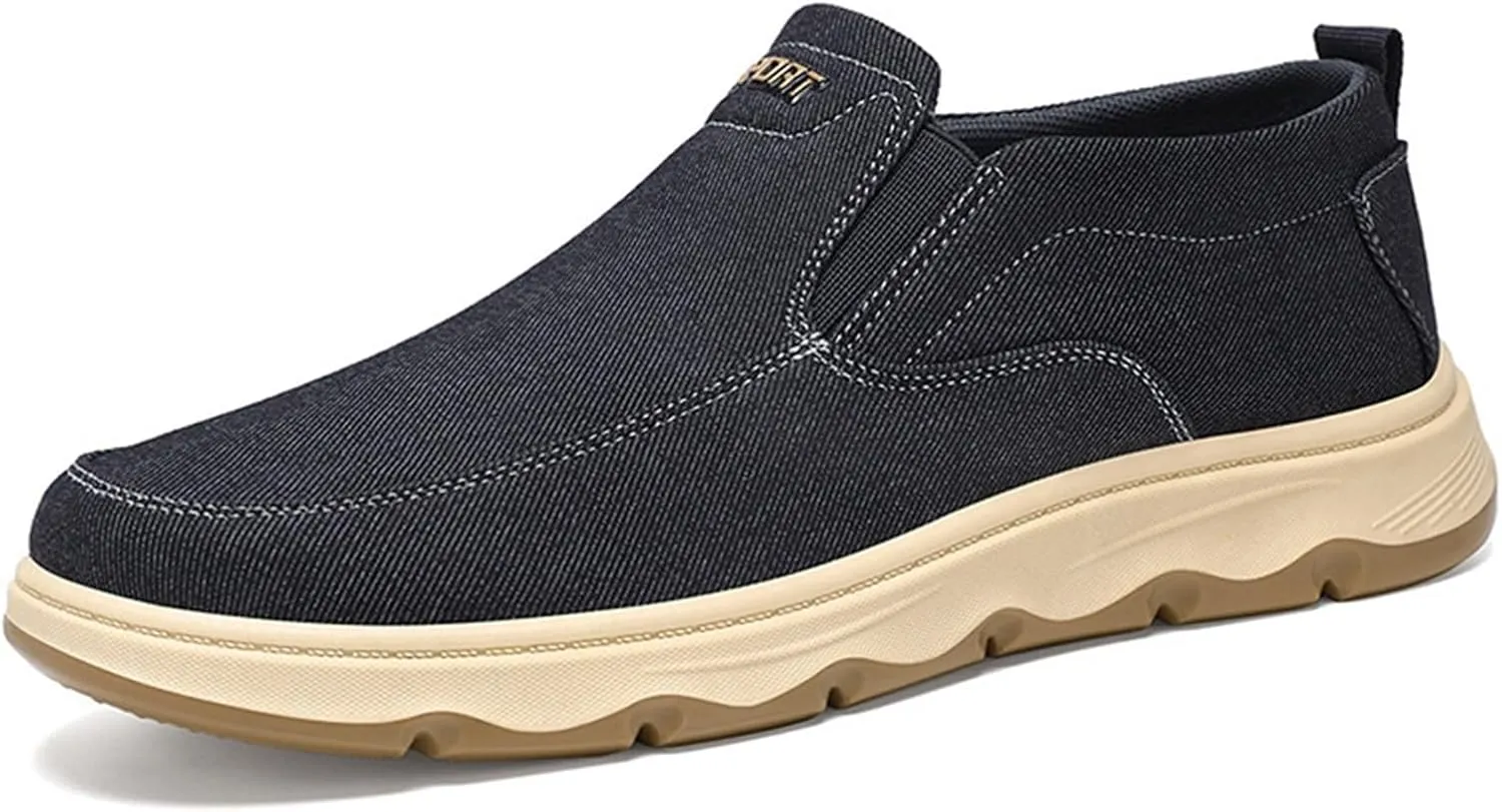 Mens Casual Slip On Shoes - Comfortable Canvas Loafers - Lightweight Boat Shoes for House Outdoor Driving Travel