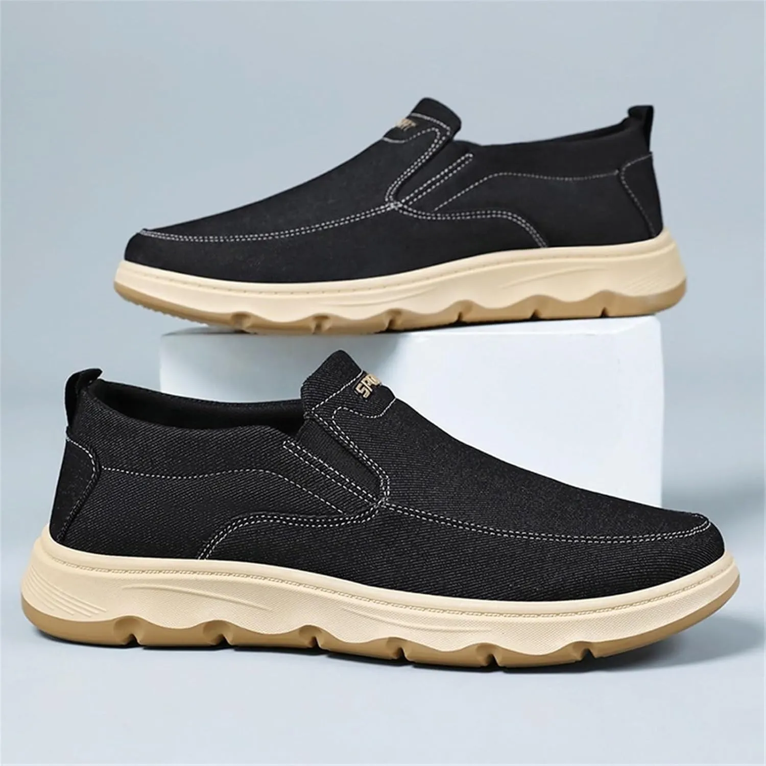 Mens Casual Slip On Shoes - Comfortable Canvas Loafers - Lightweight Boat Shoes for House Outdoor Driving Travel