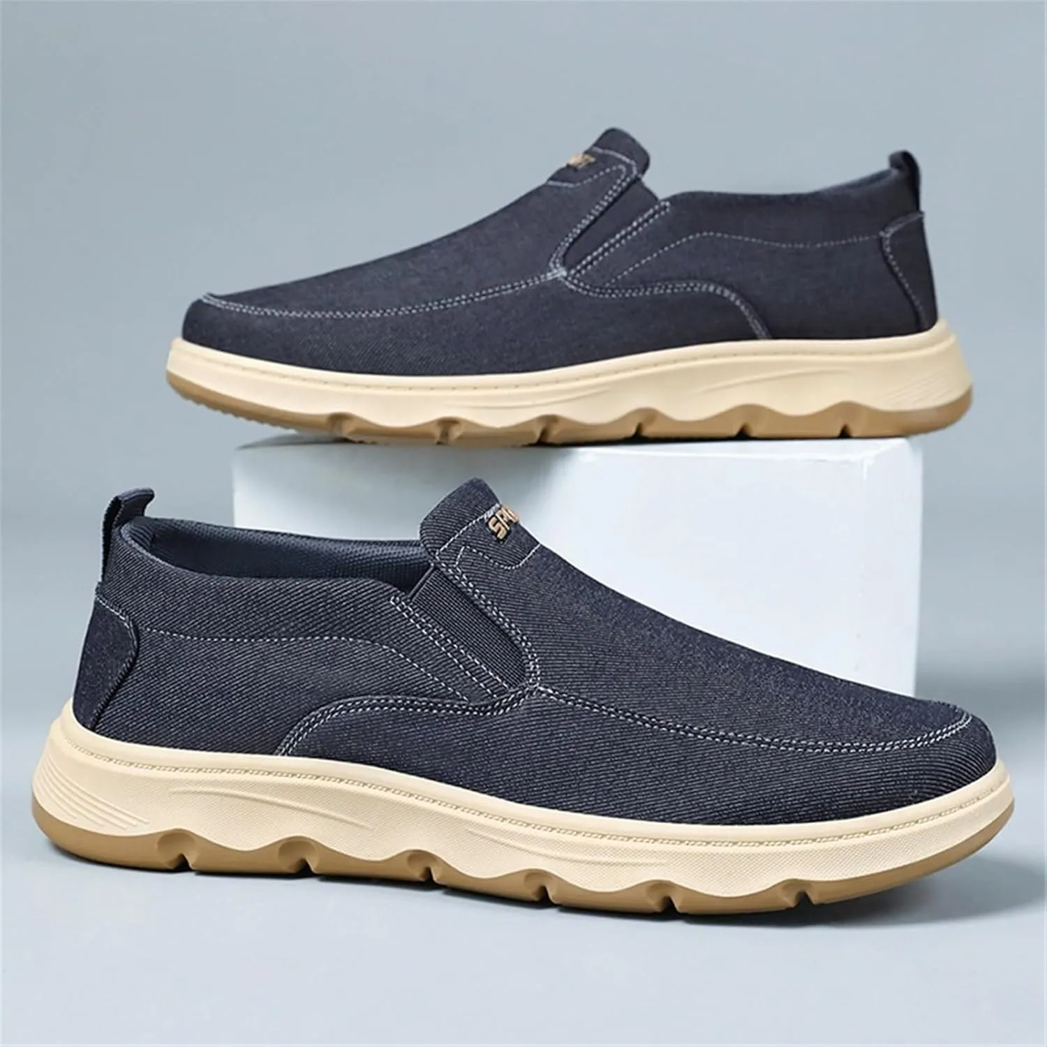 Mens Casual Slip On Shoes - Comfortable Canvas Loafers - Lightweight Boat Shoes for House Outdoor Driving Travel
