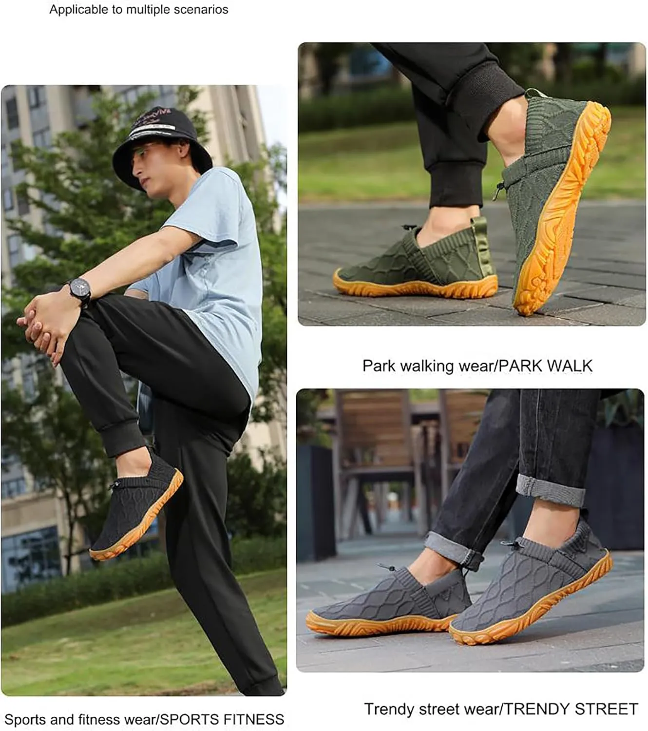 Men's Hiking Sneakers Knitted Non-Slip Walking Shoes Slip-On Breathable Mesh Outdoor Shoes Boating Surfing Walking