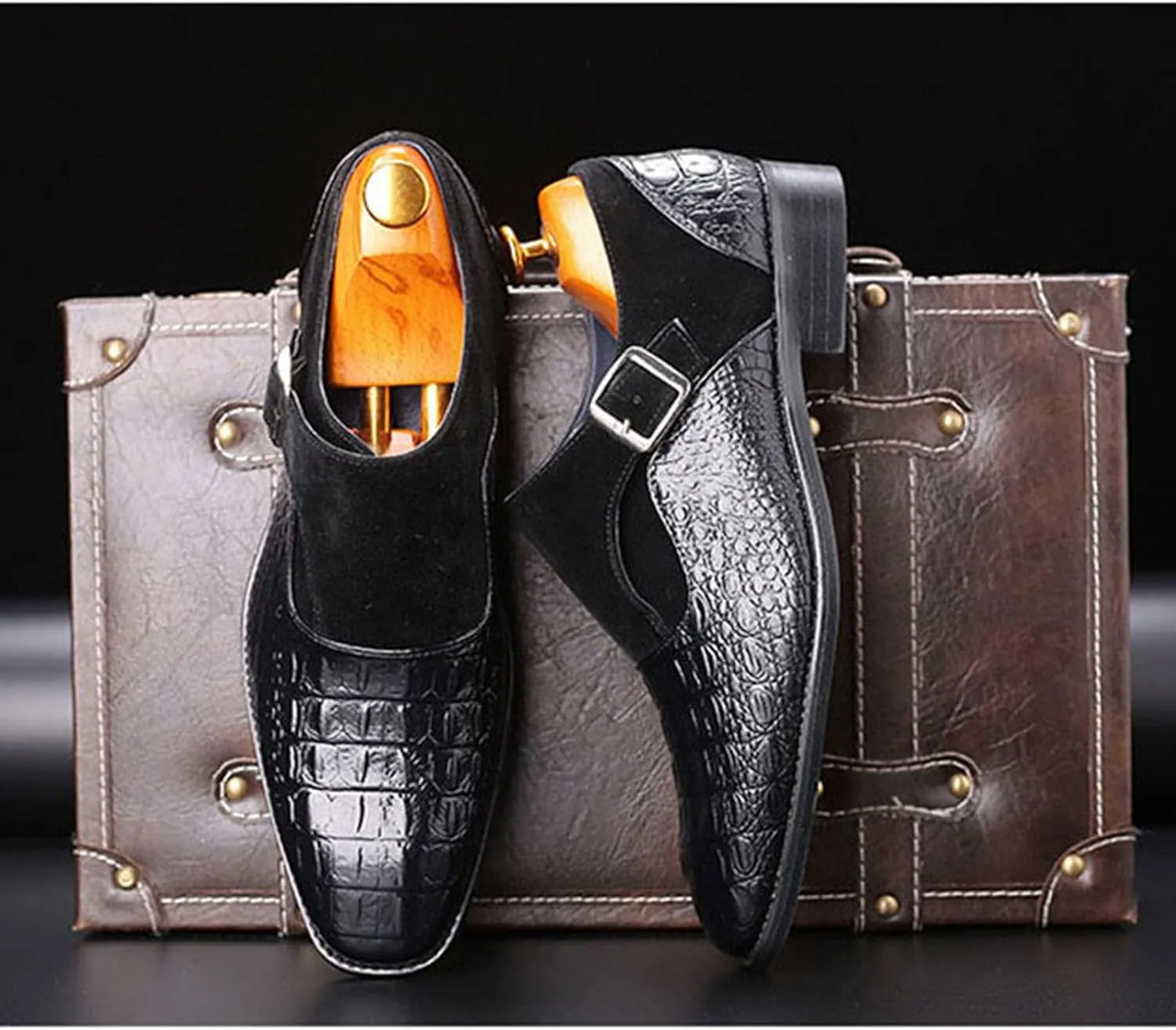 Men's Loafers Dress Shoes Slip-On Formal Crocodile Print Tuxedo Suit Shoes