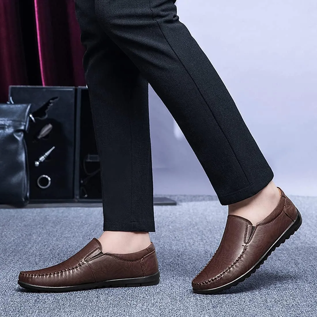 Minishion Boys Mens Casual Shoes Slip on Office Walking Loafers