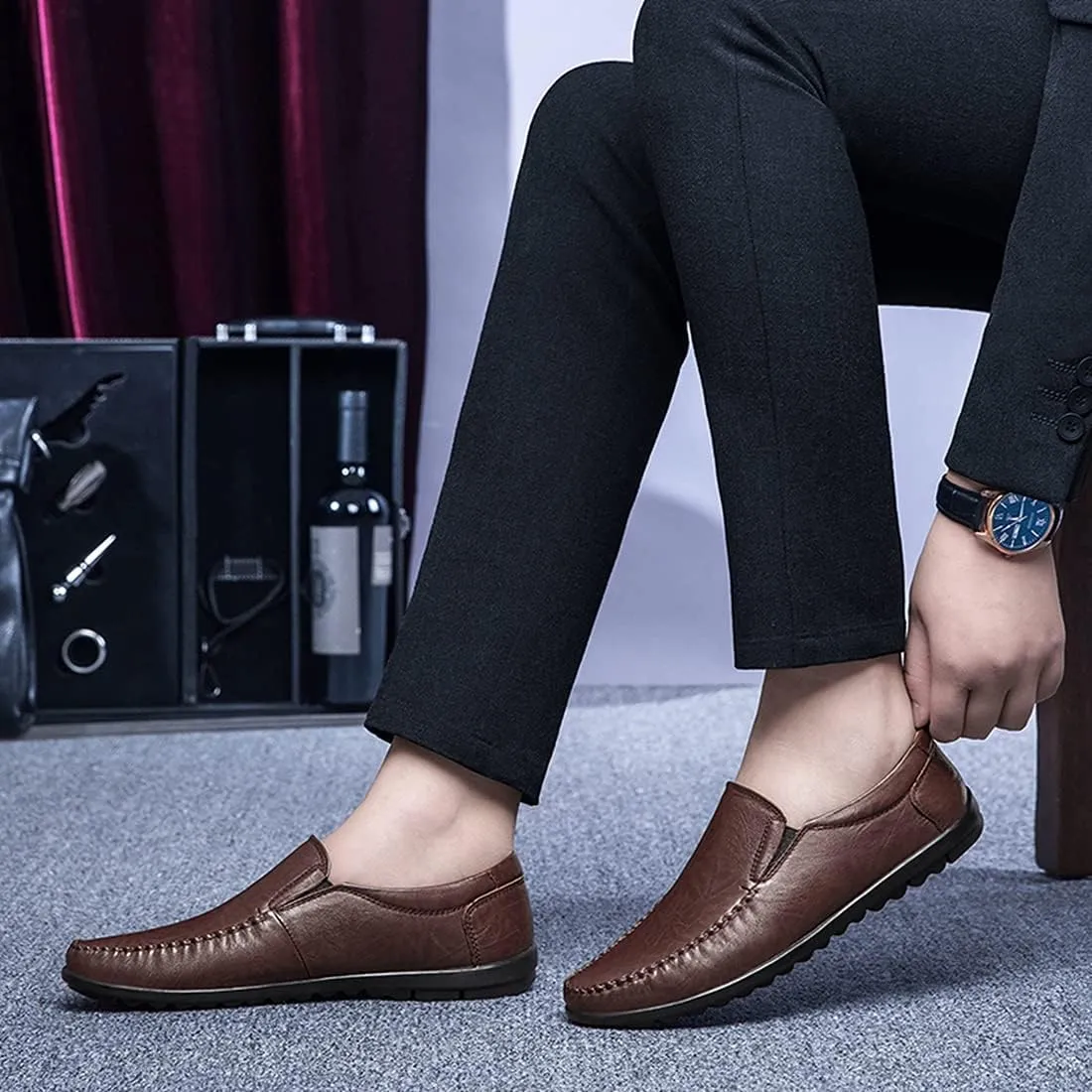 Minishion Boys Mens Casual Shoes Slip on Office Walking Loafers