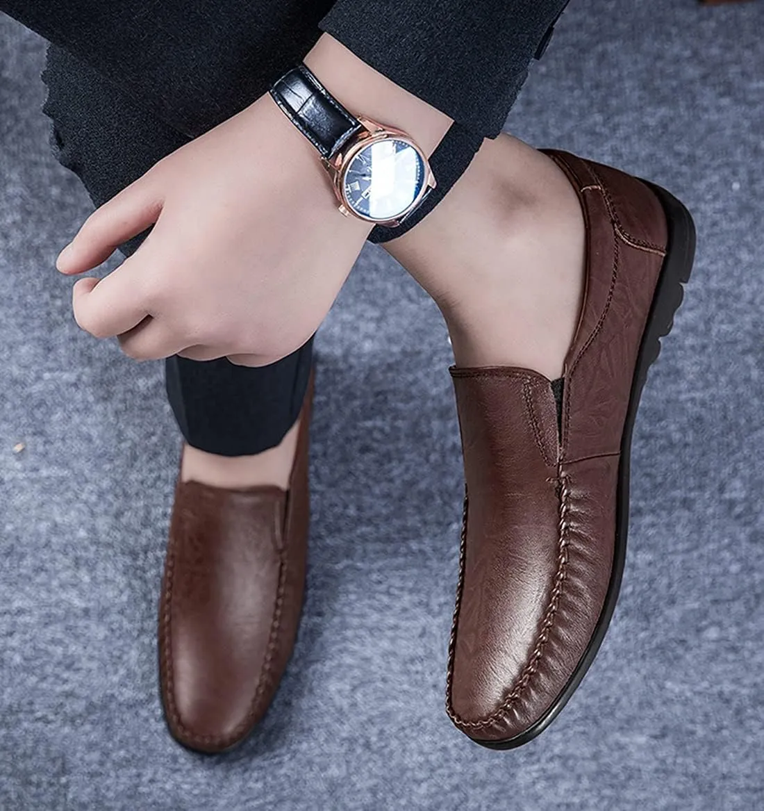Minishion Boys Mens Casual Shoes Slip on Office Walking Loafers
