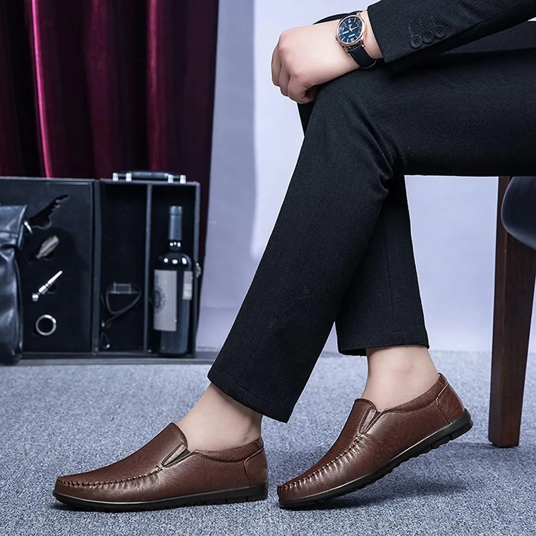 Minishion Boys Mens Casual Shoes Slip on Office Walking Loafers