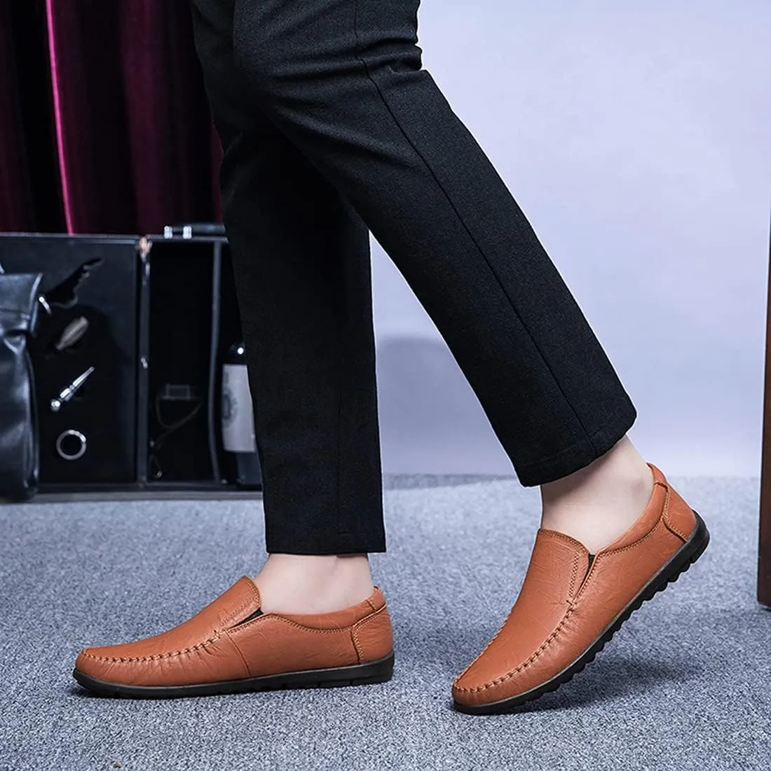 Minishion Boys Mens Casual Shoes Slip on Office Walking Loafers