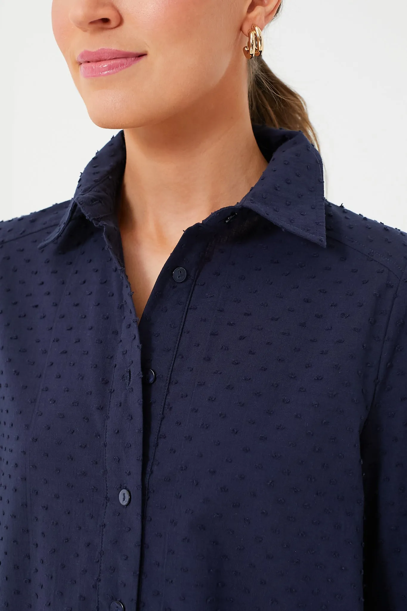 Navy Swiss Dot Callahan Shirt Dress